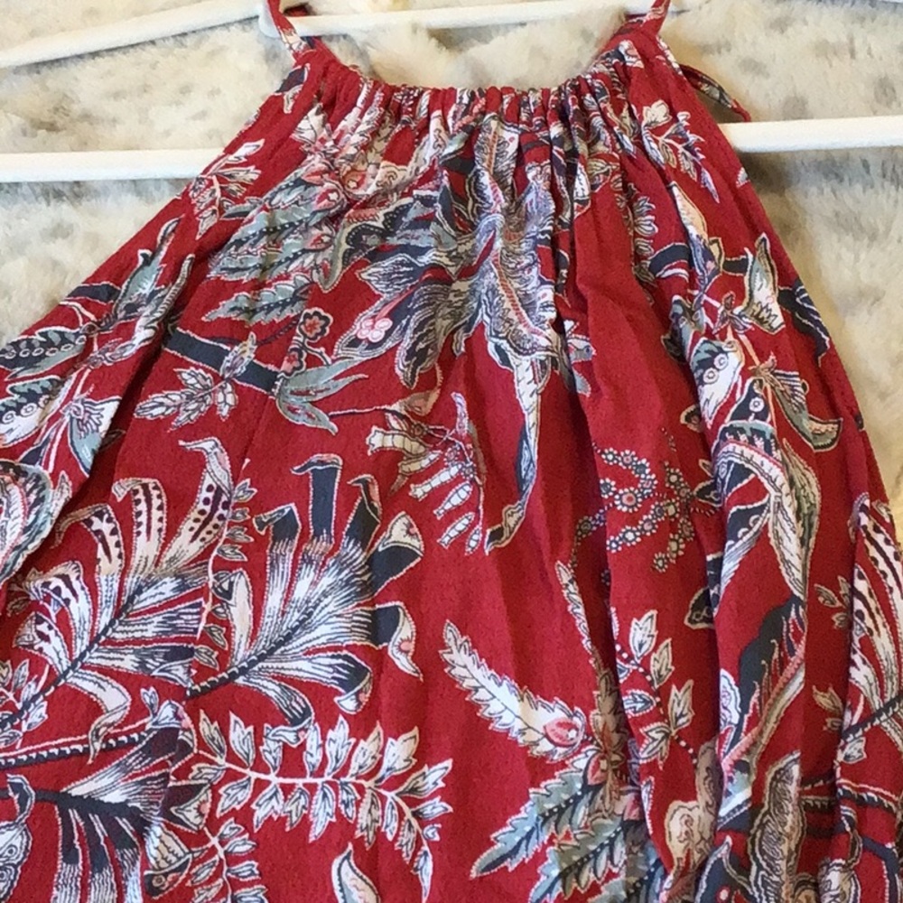 Floral Red and Blue Halter Dress LOFT ANN TAYLOR